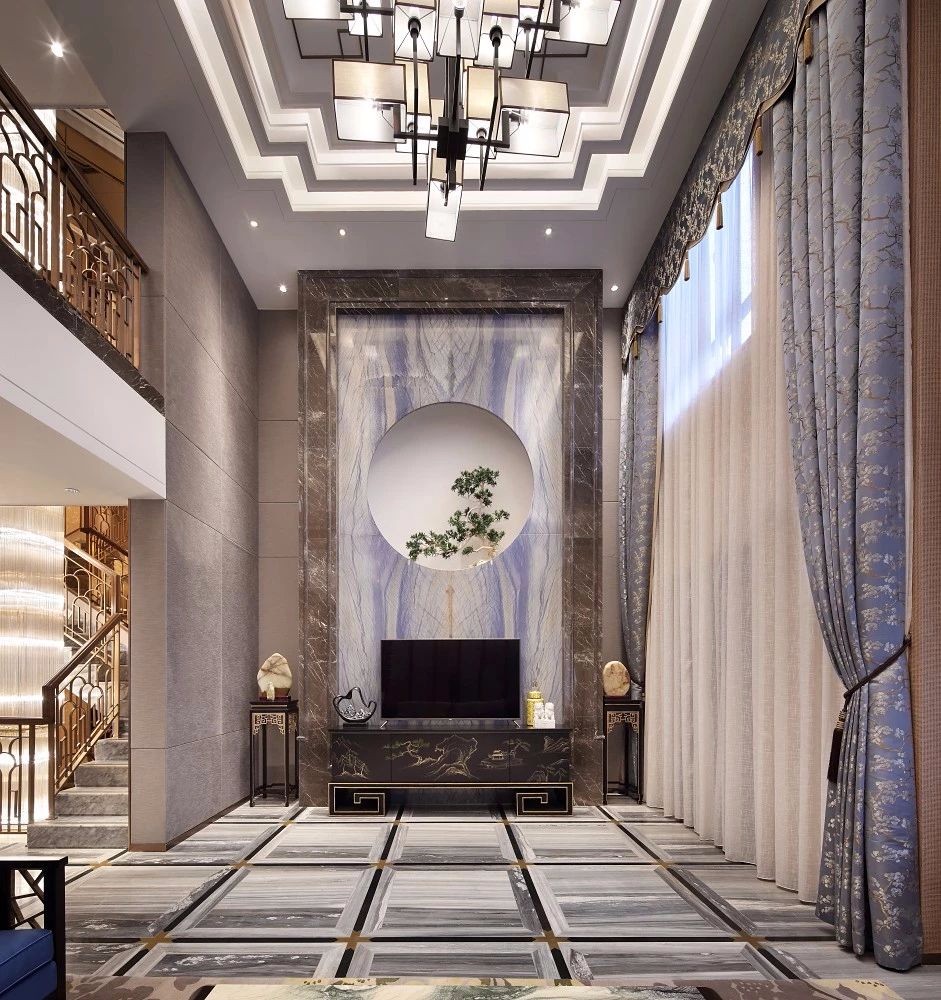 【辛视设计】688㎡新中式雅致东方别墅设计-4