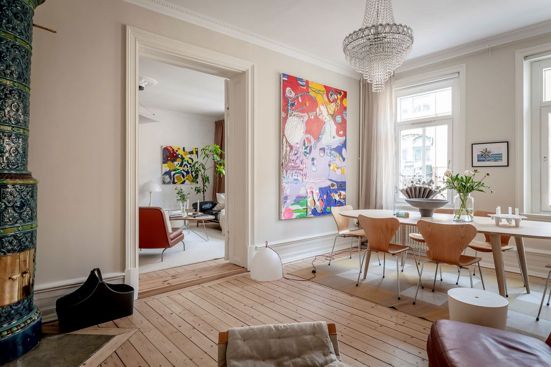 色彩斑斓的瑞典公寓 | 现代艺术装点生活空间-7