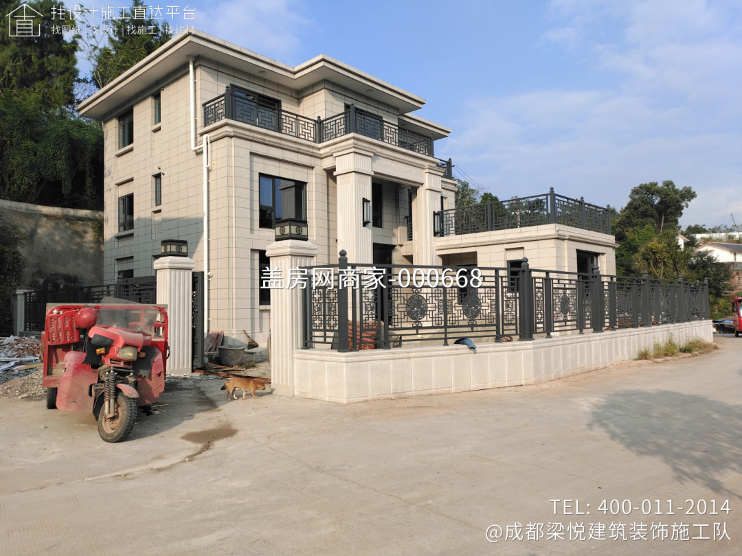 【施工队案例】四川省资阳市简阳市三层新中式别墅施工-14