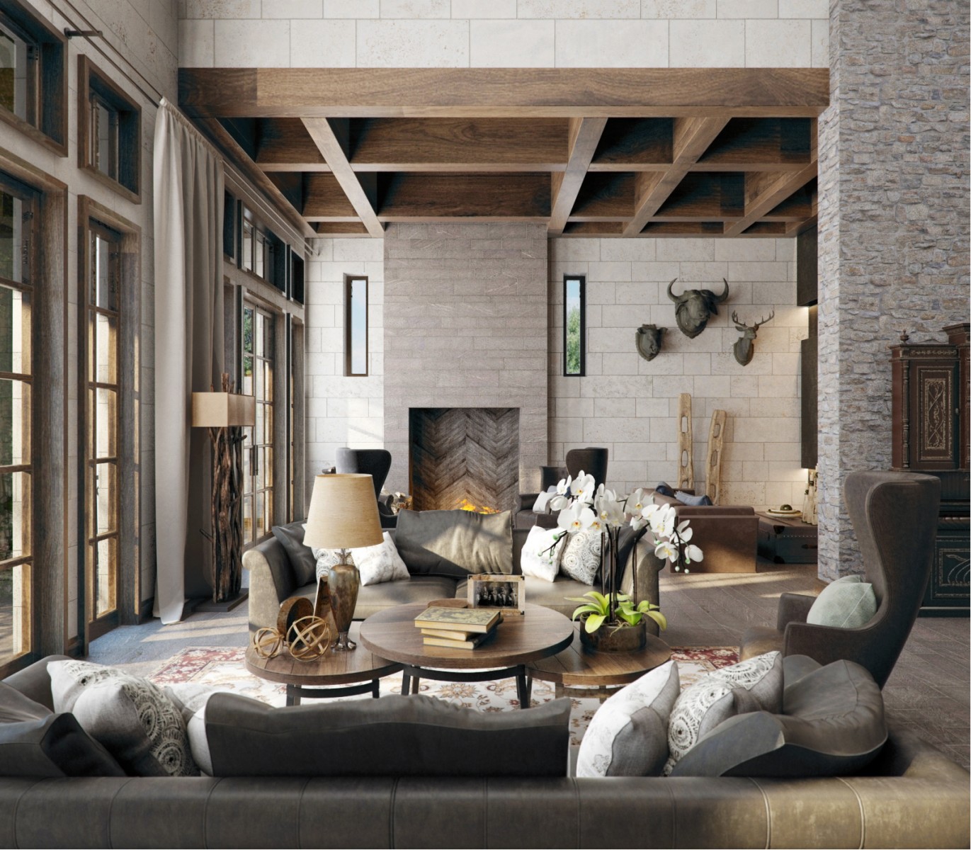 The interiors of the country residence of 1000 m  in Tbilisi Alexandra Fedorova-1