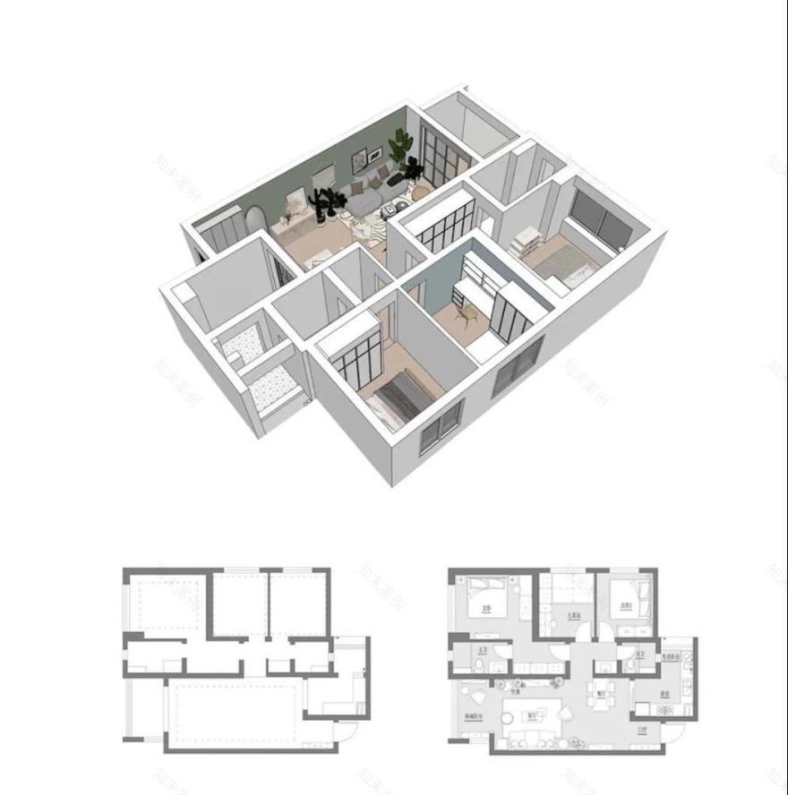 平层住宅的清爽绿意变身丨清羽设计-0