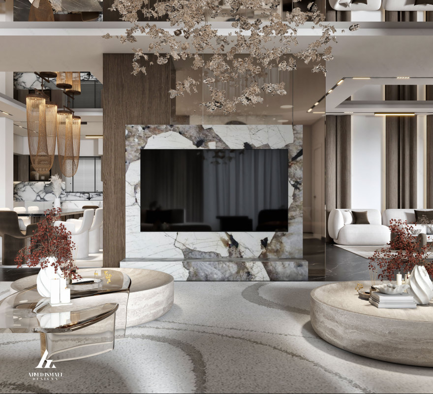 奢华现代接待区设计丨@ahmedismail_designs-9