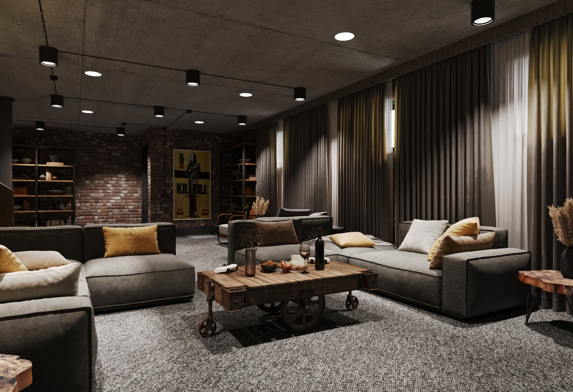 Design project- home theater in the basement floor.-10