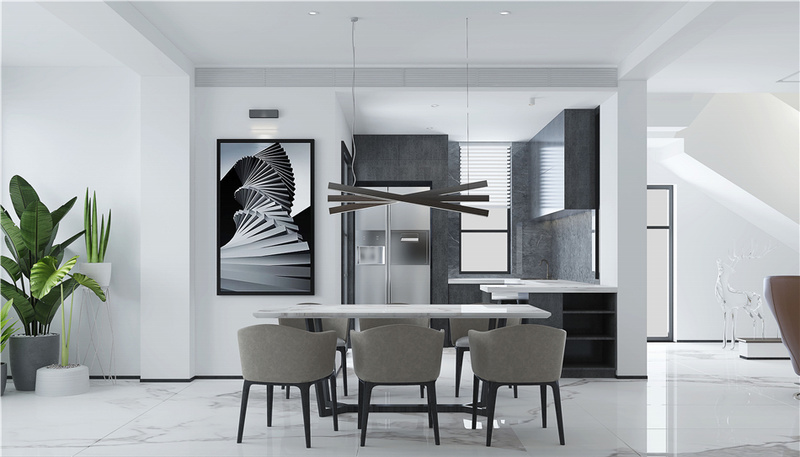 北京北城别墅设计 | 黑白色调打造简约艺术空间-14