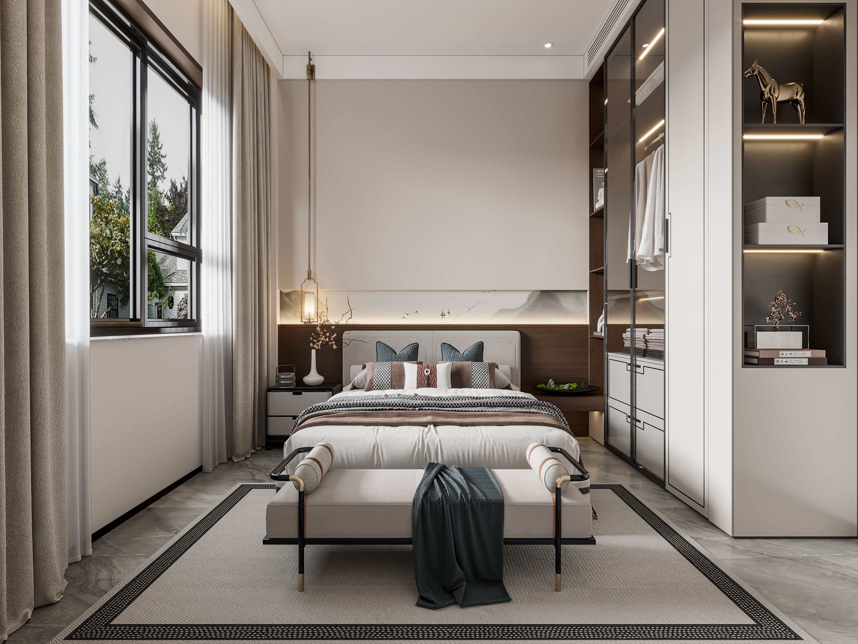 新中式别墅效果表现-5