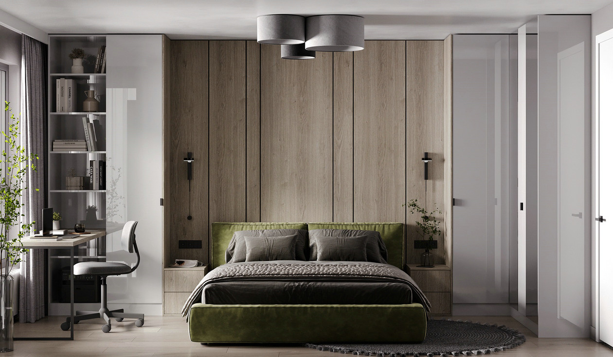 原木+绿色 大胆色调塑造个性空间-12