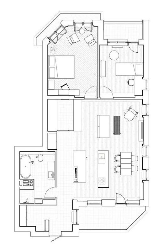 117㎡ 两室一厅，简单不失设计感-3