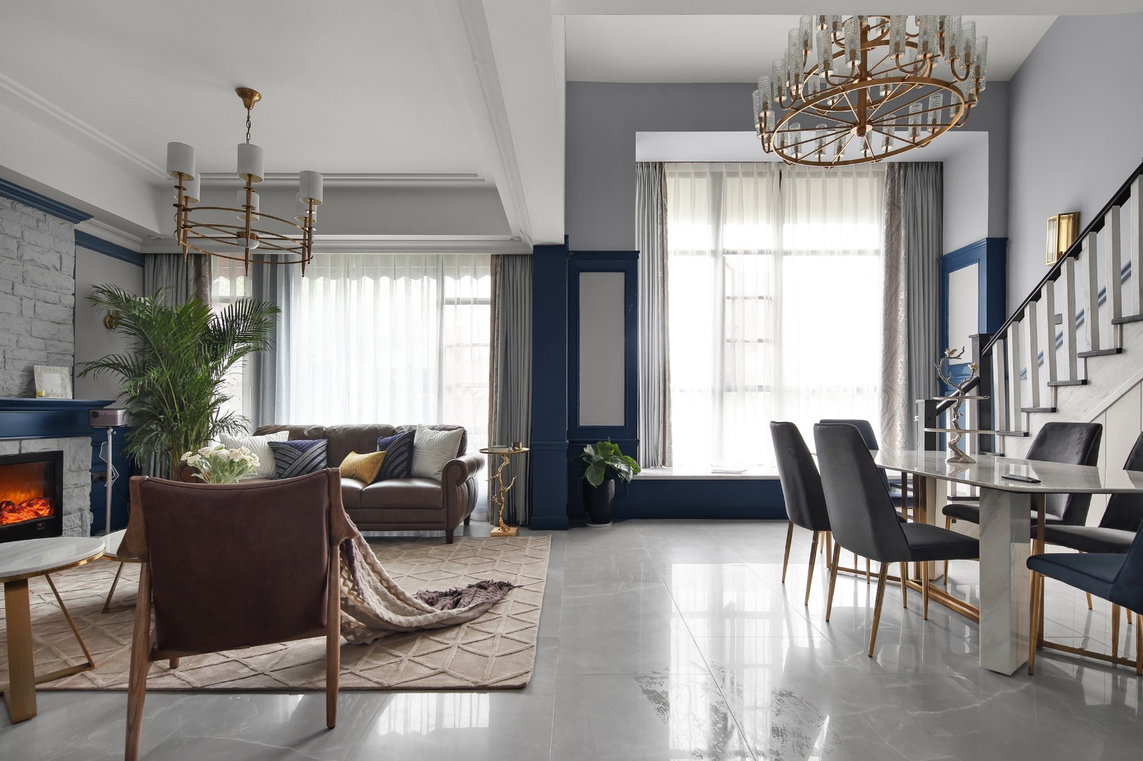 清羽设计 · 成都 178㎡优雅灰蓝家居,打造舒缓港湾氛围-15