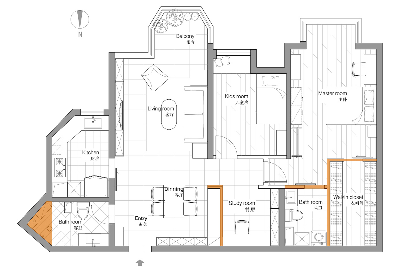 128 平北京现代家居，摩登撞色诠释辣妈生活-11