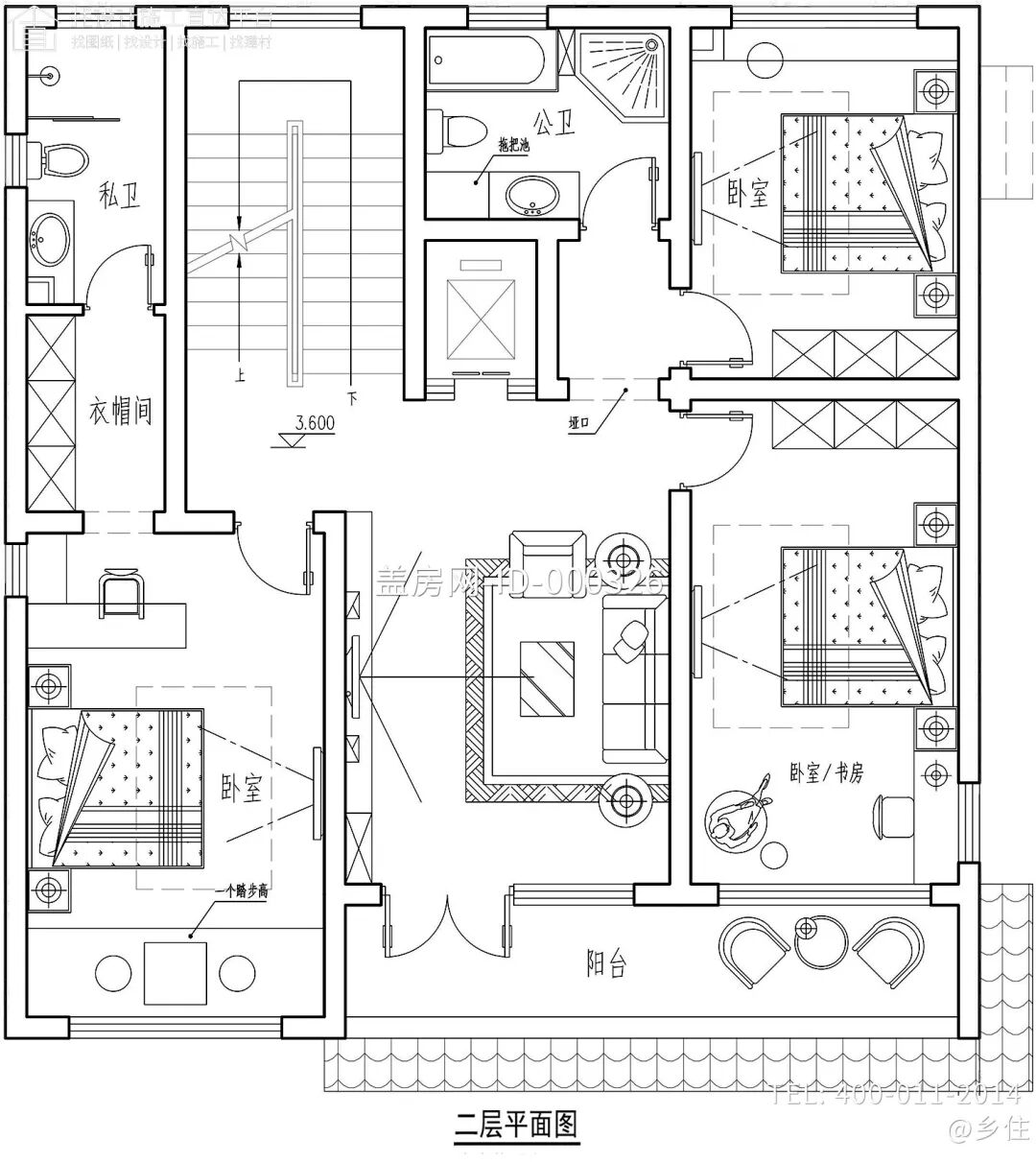【设计师案例】土建参考造价71万，面宽11m×进深11.6m浙江余姚三层新中式别墅-18