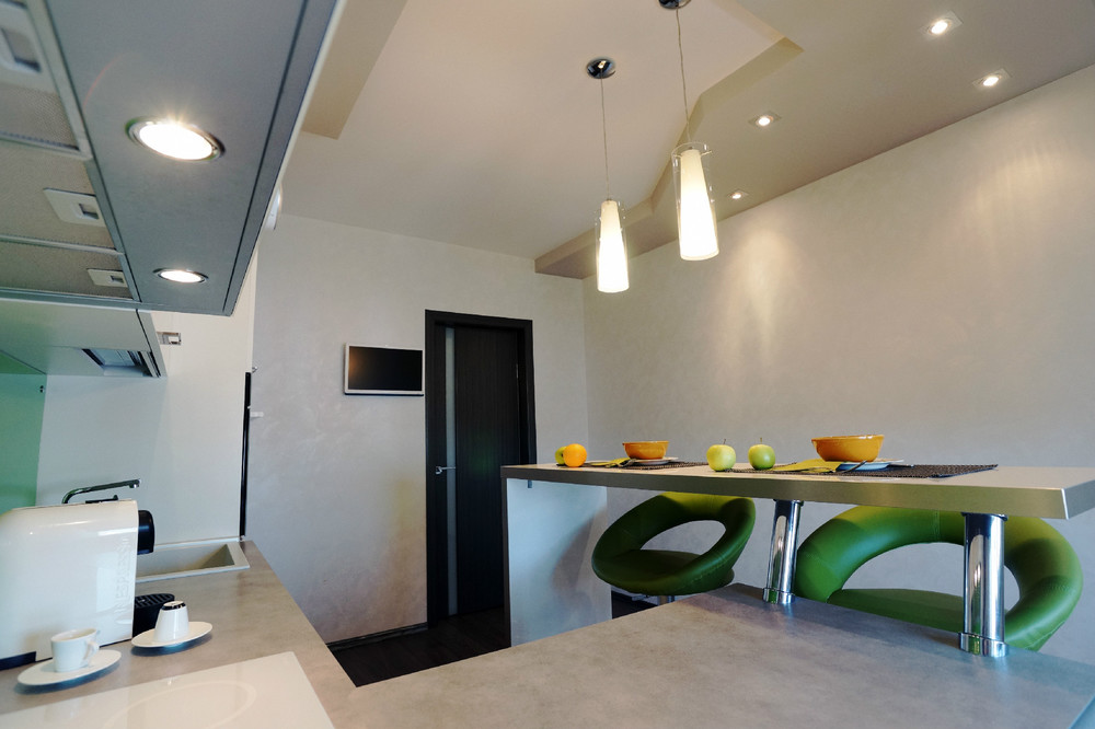 小厨房白绿配色室内设计案例丨俄罗斯-22