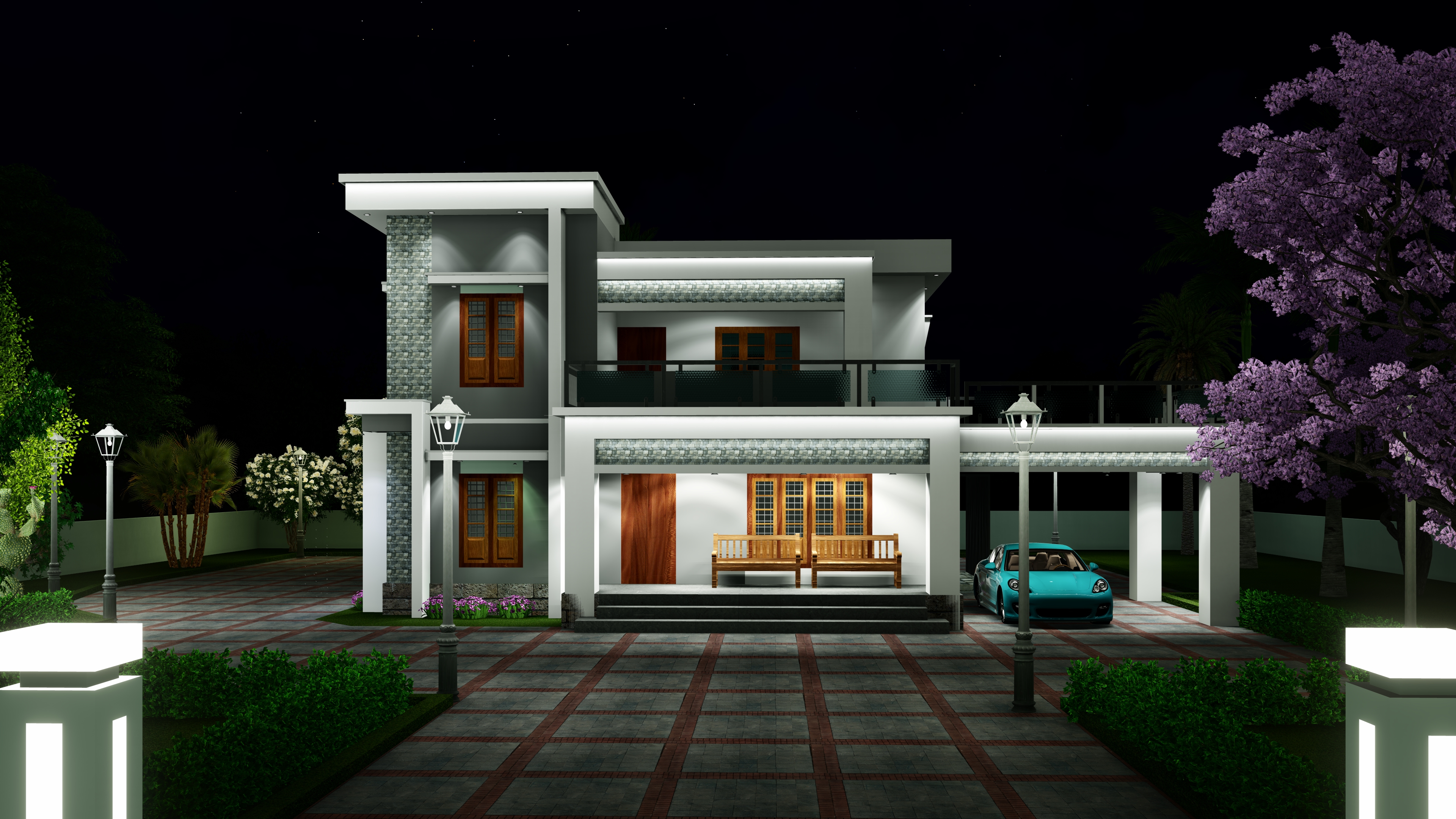 Villa With Landscape Architectural 3D Visual-0