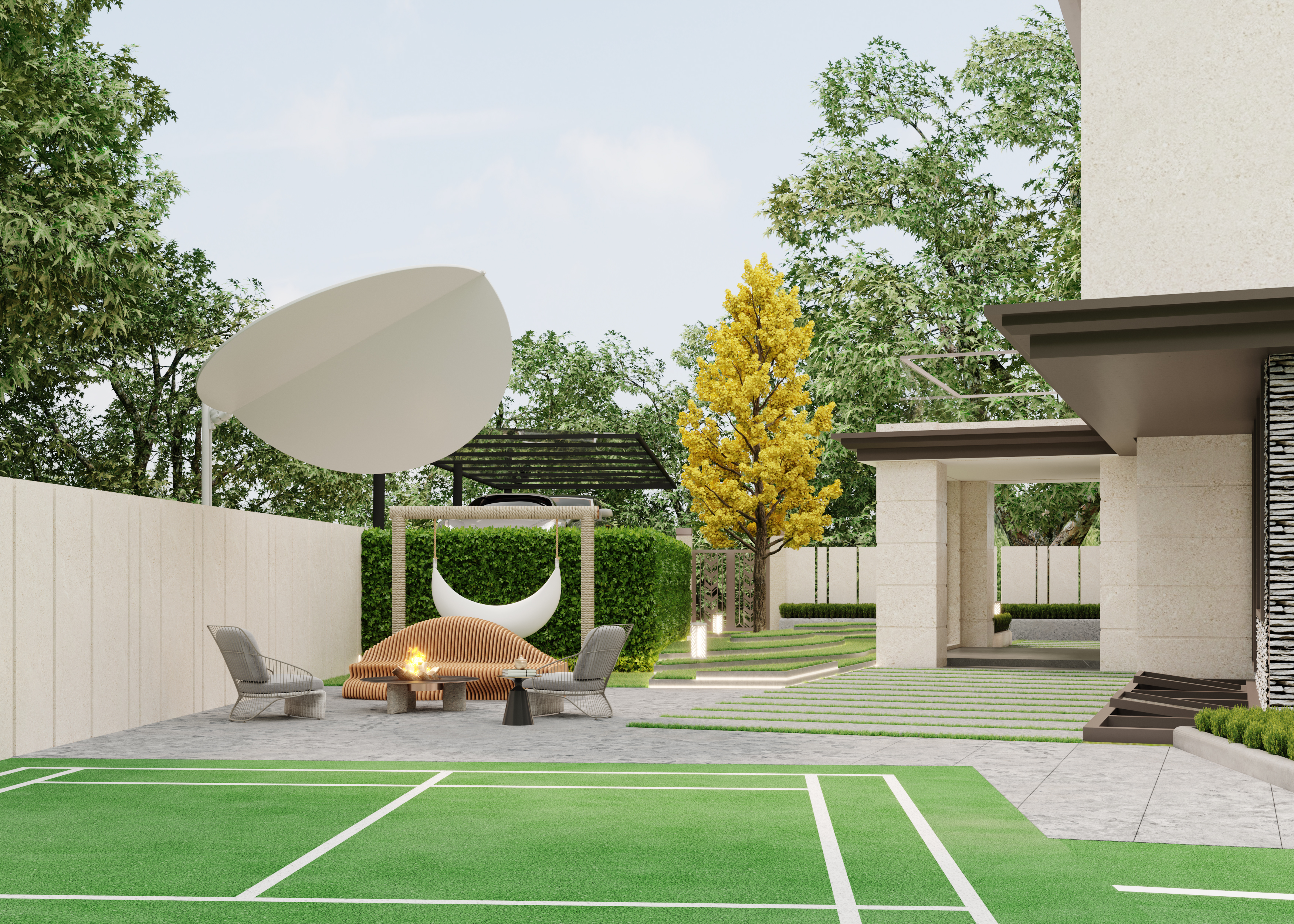 室外集鸿烨 | 探访知名设计师打造的现代简约庭院-19