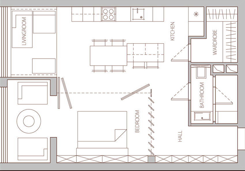 50㎡ LOFT 风女子公寓-3