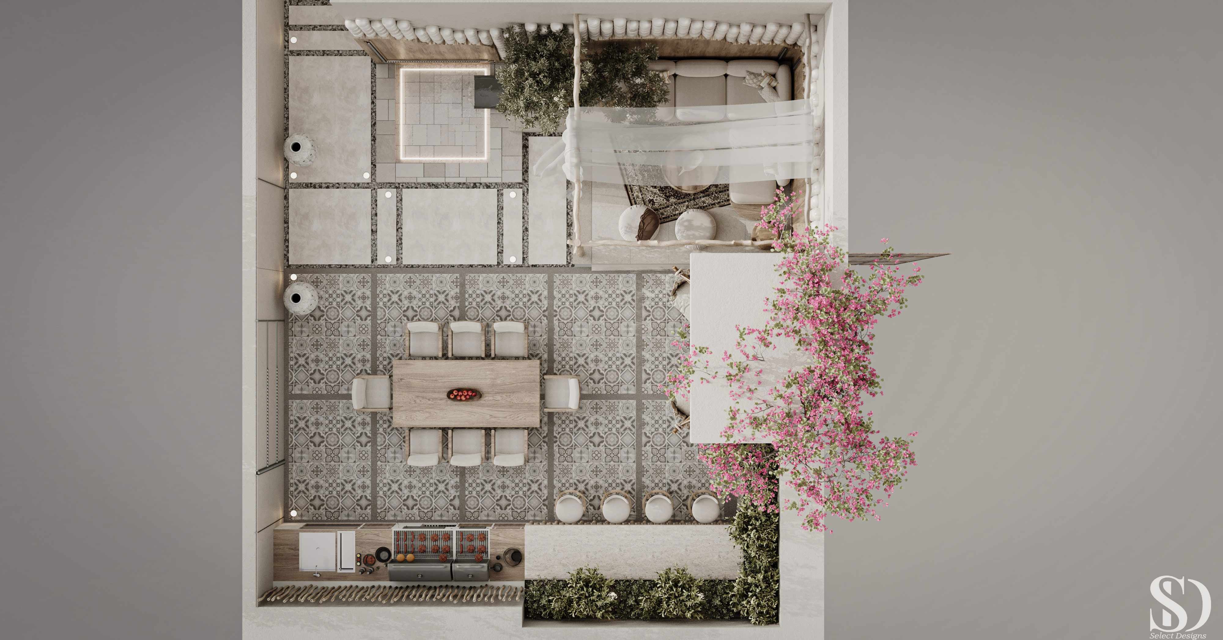 屋顶外部设计及烧烤区改造项目丨沙特阿拉伯丨select designs-14
