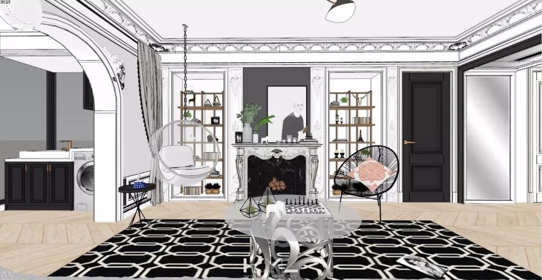 南京现代混搭风格客厅,360°旋转电视架酷炫登场-7