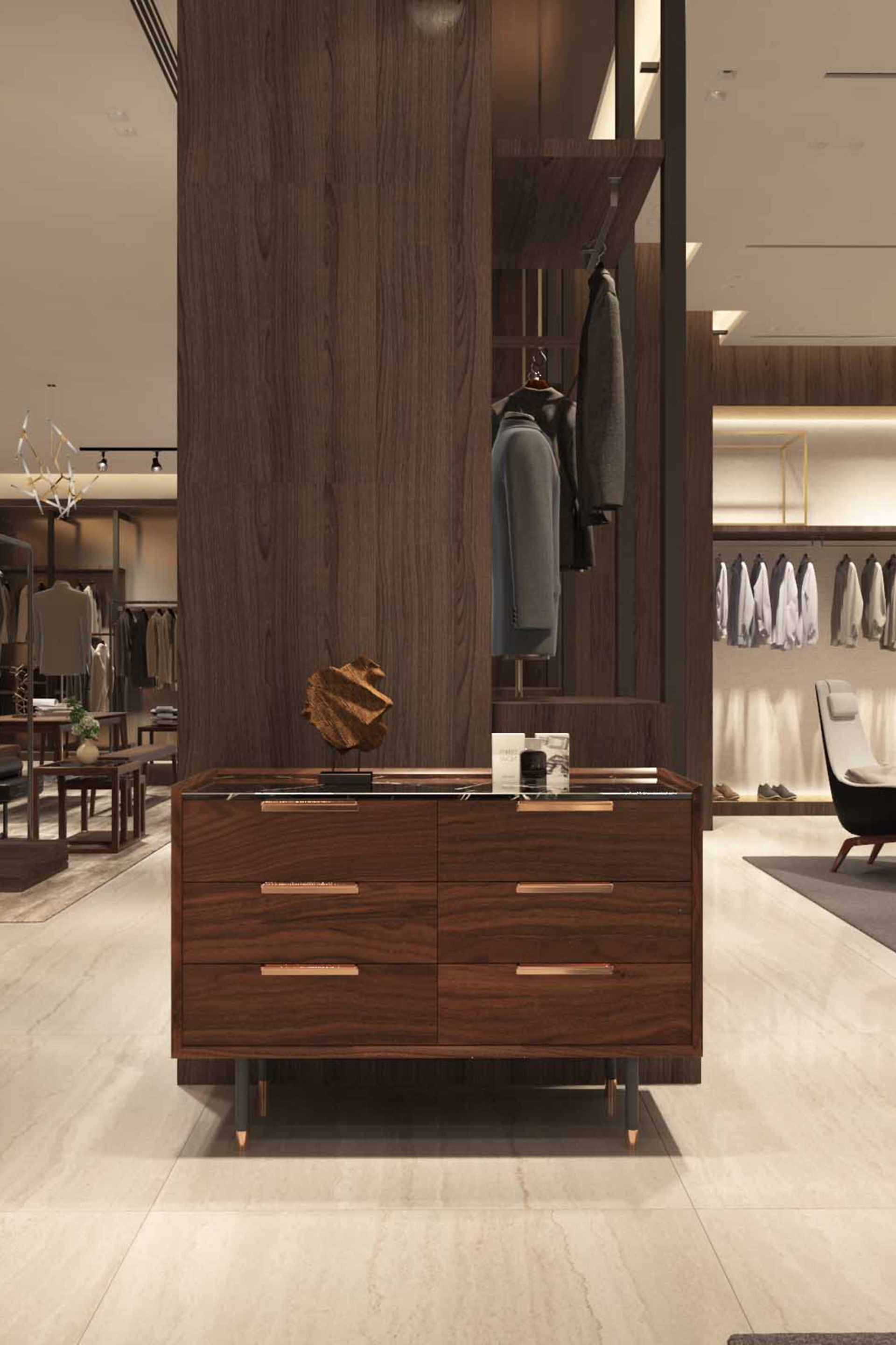 黑胡桃木轻奢雅致男装品牌旗舰店设计-8