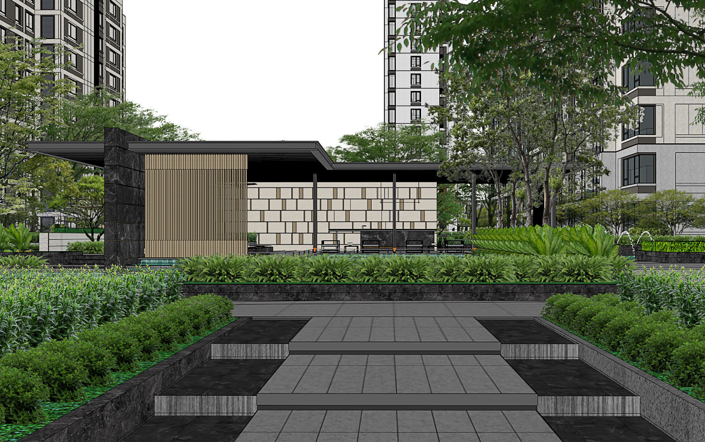 合肥万科朗拾大区景观SU模型-5