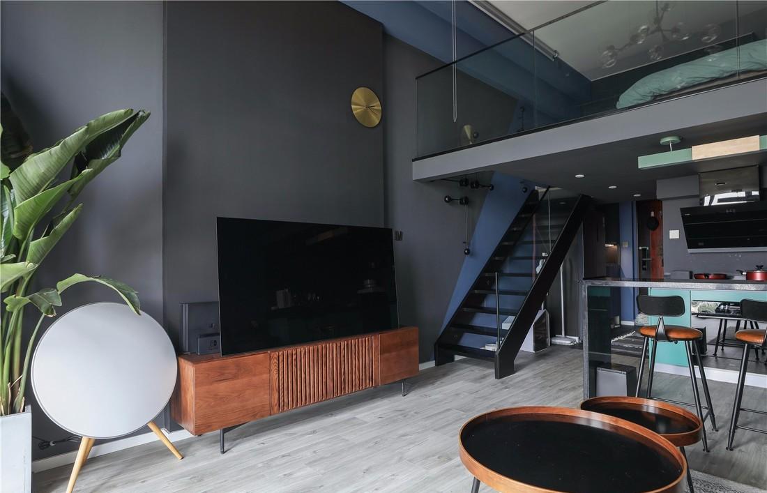 42㎡Loft 别墅,庭院式玄关、开放式厨房、电动投影幕布-8