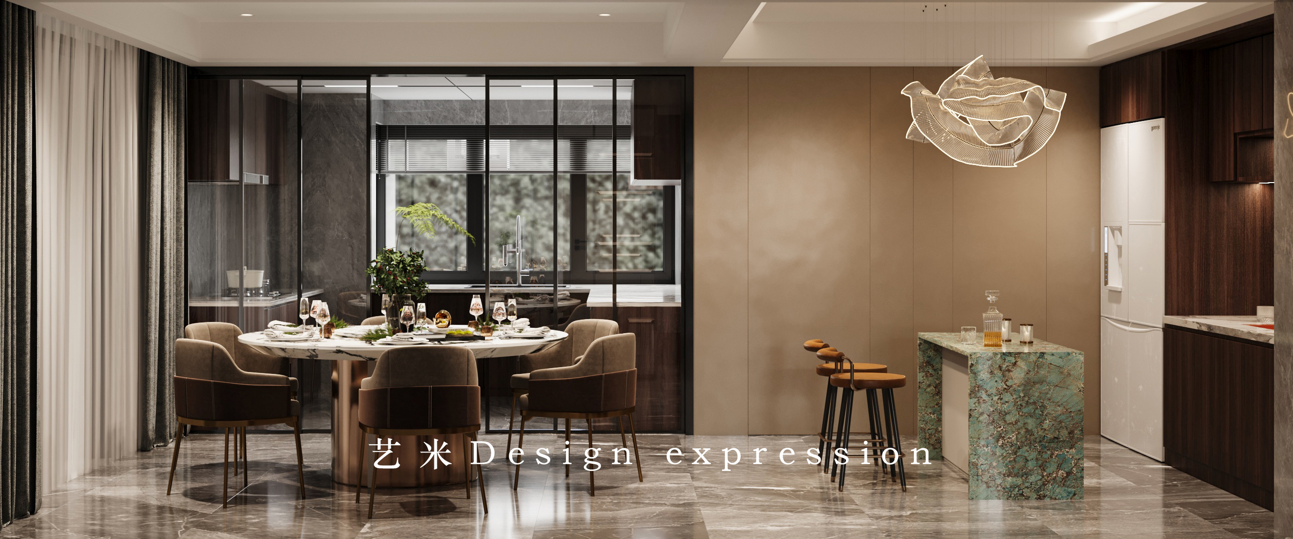 现代轻奢客餐厅-艺米效果图-4