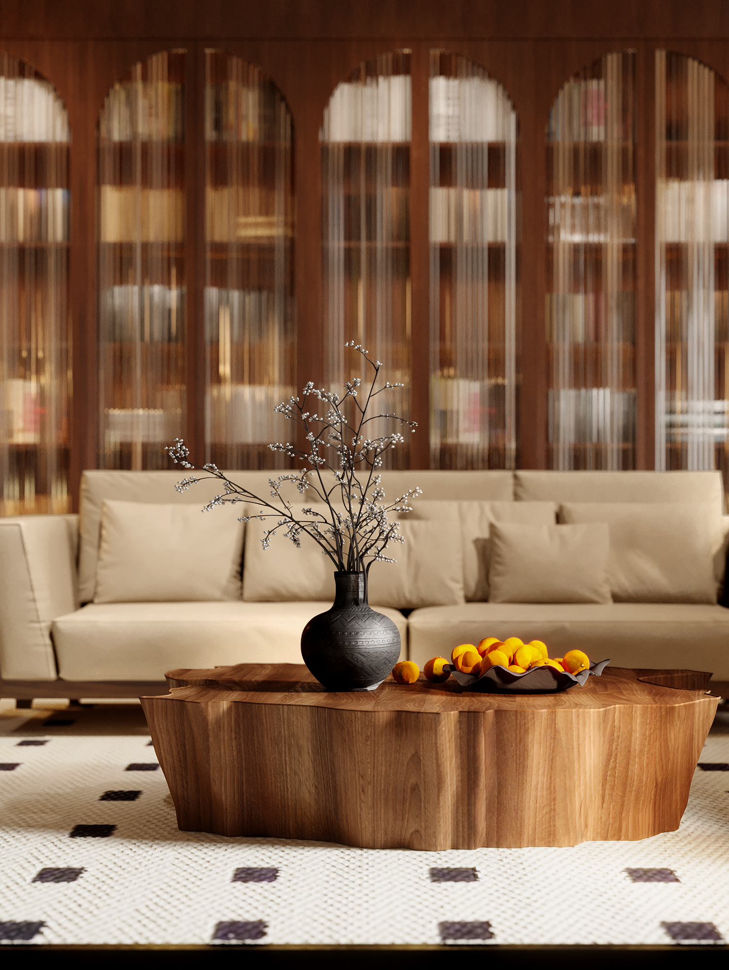 奶油中古风别墅效果图方案-2