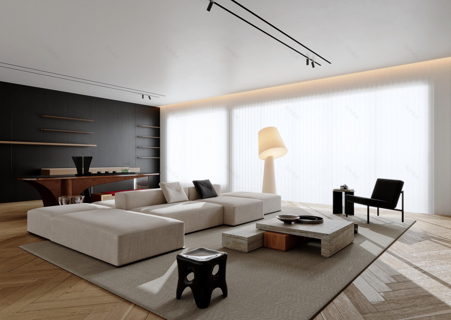 空间诗意的编织者·现代简奢大平层-12