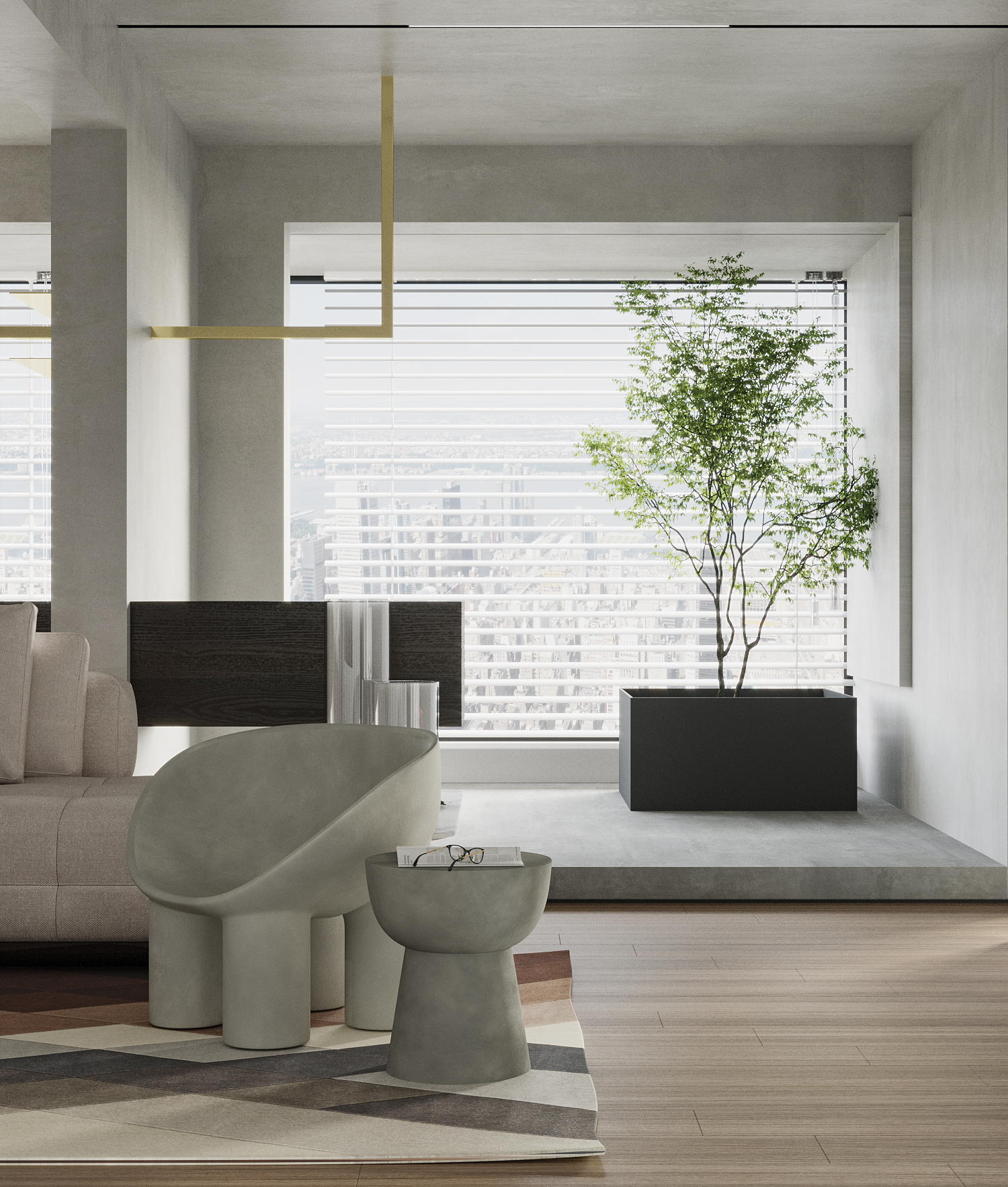 现代侘寂轻奢客厅设计-17