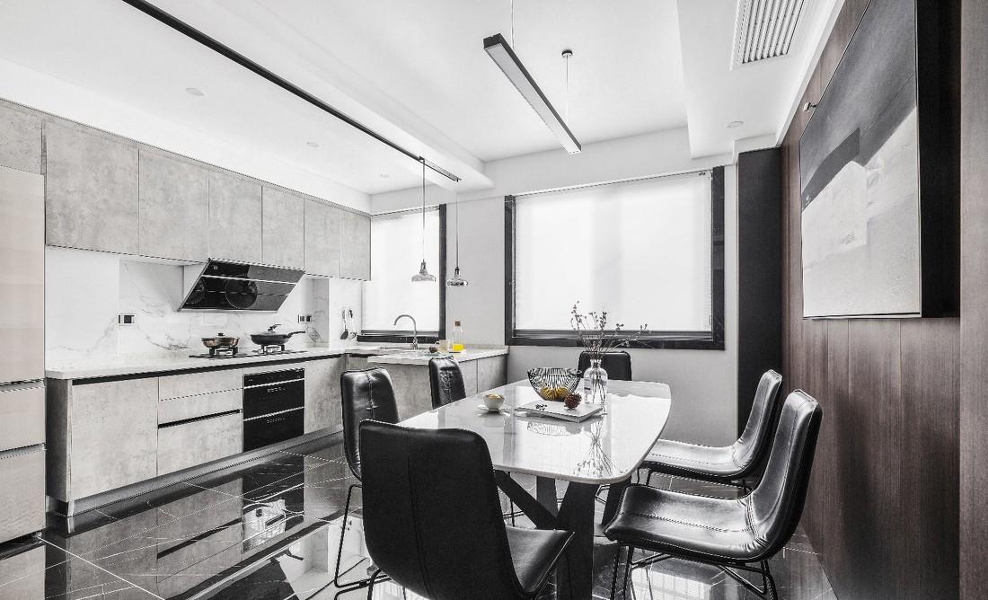 极简黑白调,开放式餐厨空间-23