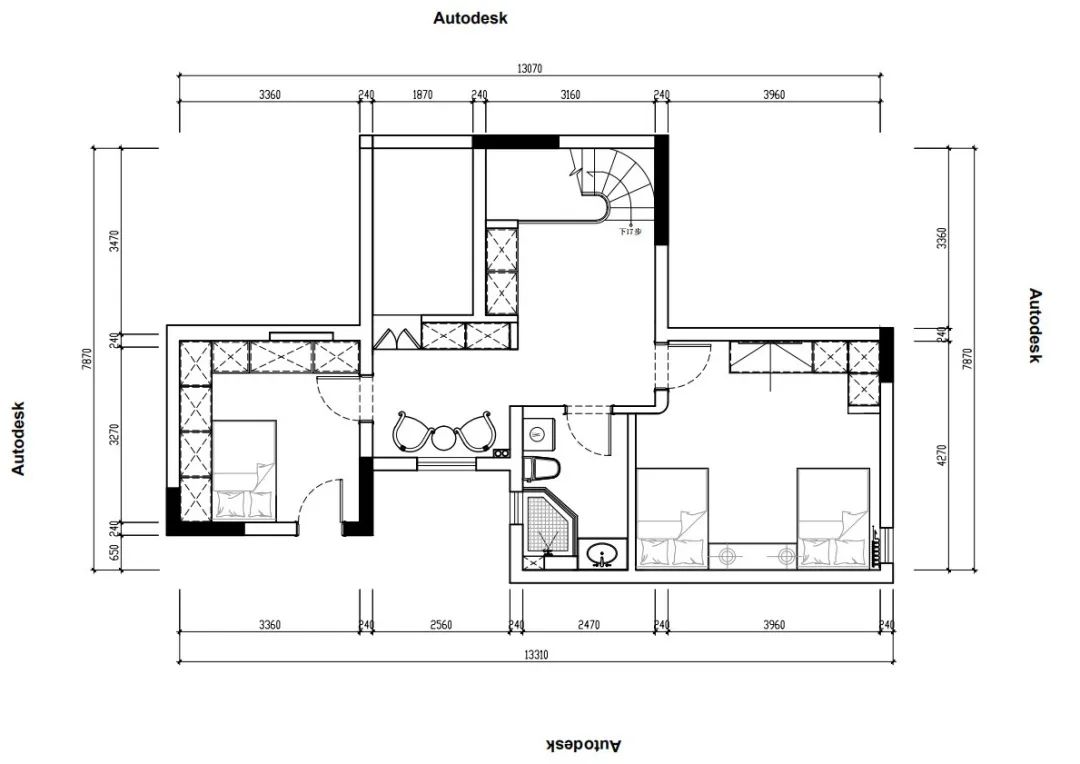 现代轻奢风 | 蓝白木三色打造 320㎡别墅空间-106