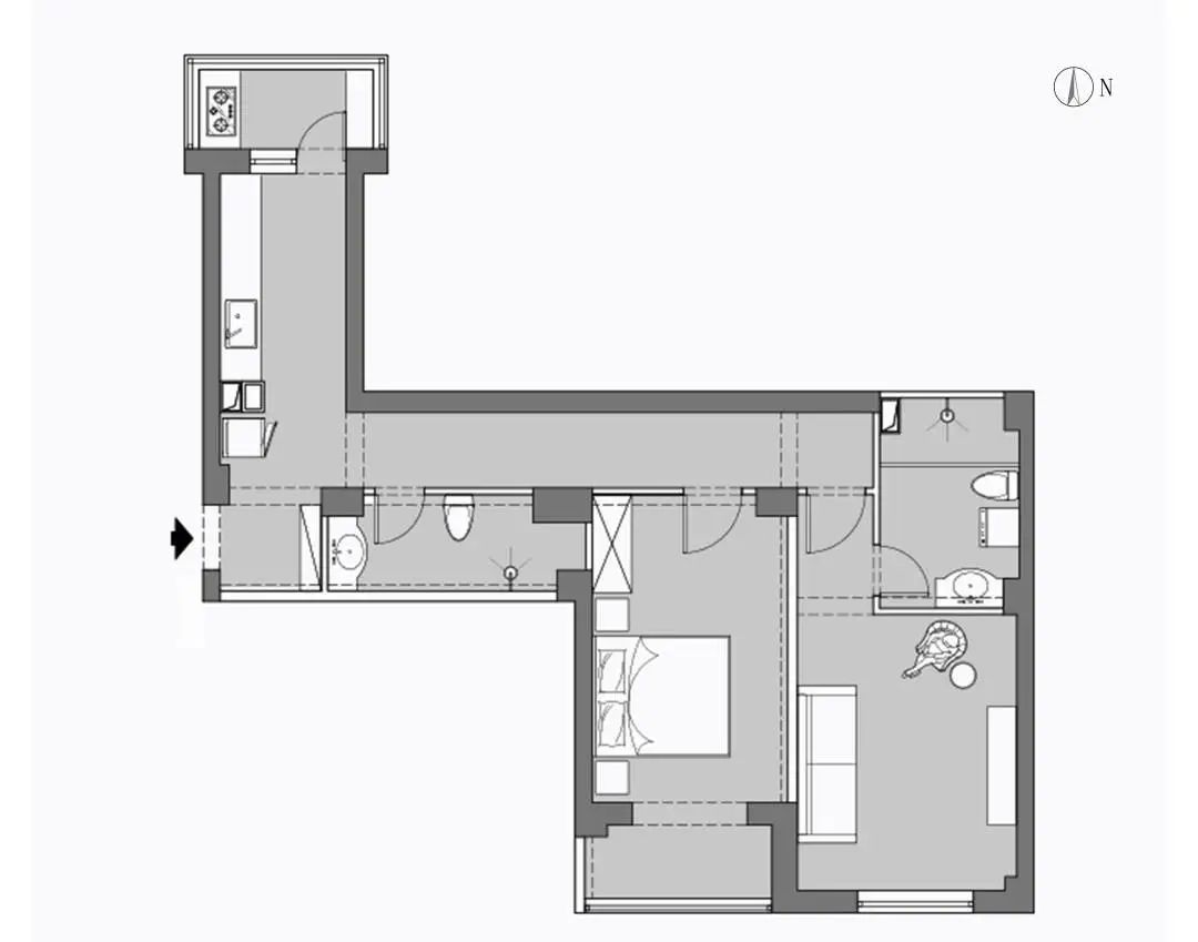 70㎡小黑屋变身法式“奶色治愈系”丨中国北京丨云深空间设计事务所-4