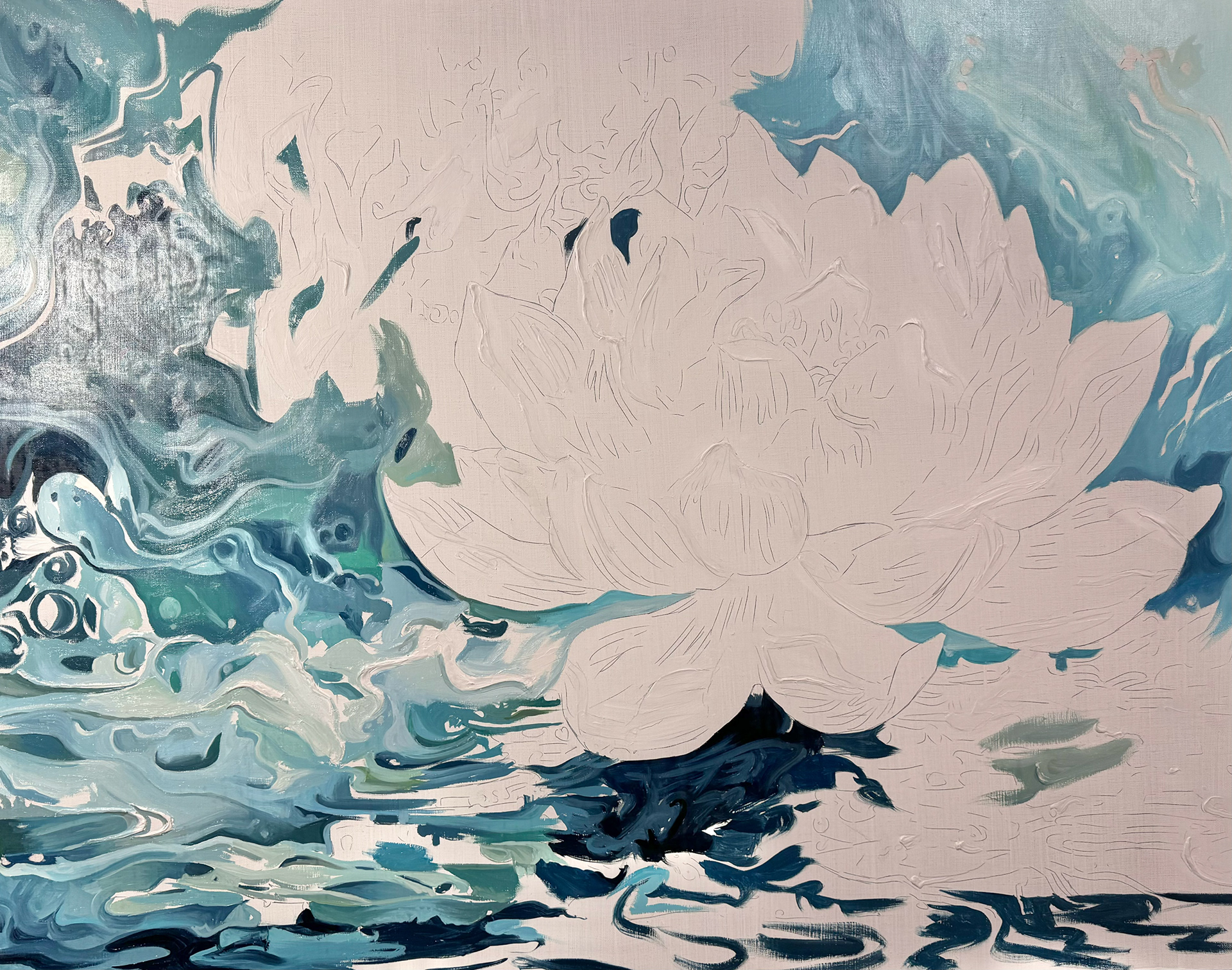 White Lotus Oil Painting 室内宁静奢华墙艺项目丨阿联酋-7