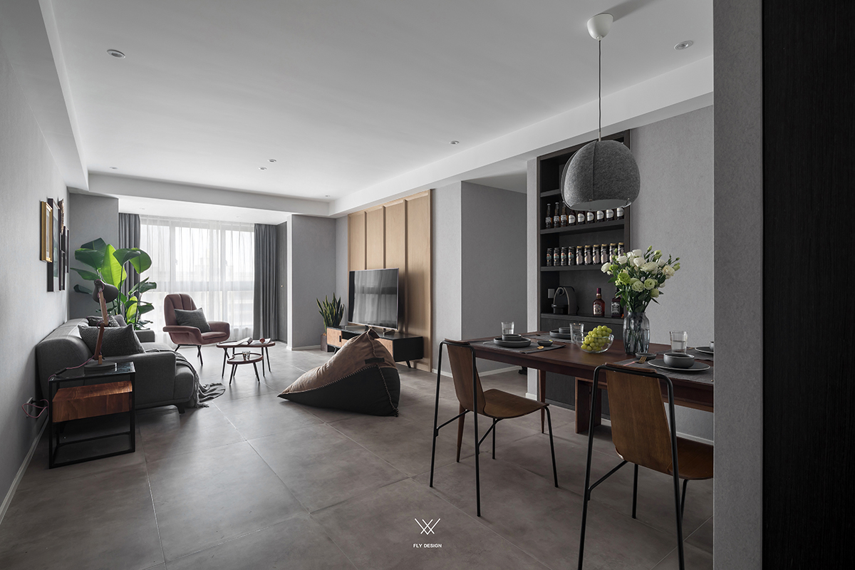 江南国际城 110㎡休闲北欧风设计,木元素与灰色基调的完美融合-13