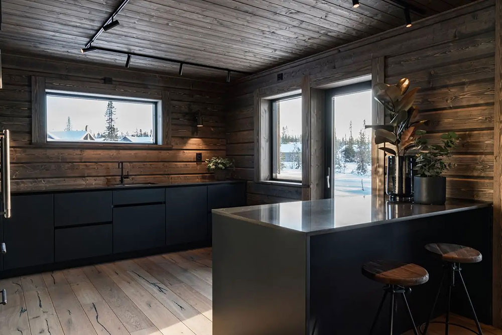 现代 Scandinavian 暗色调木屋设计-12