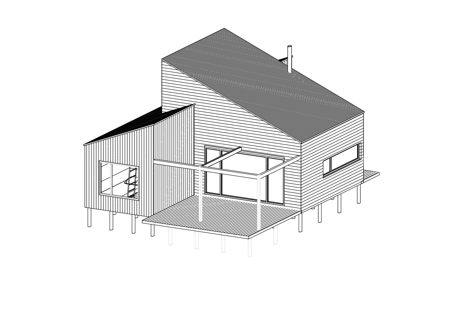 森林中的现代白色小屋-56
