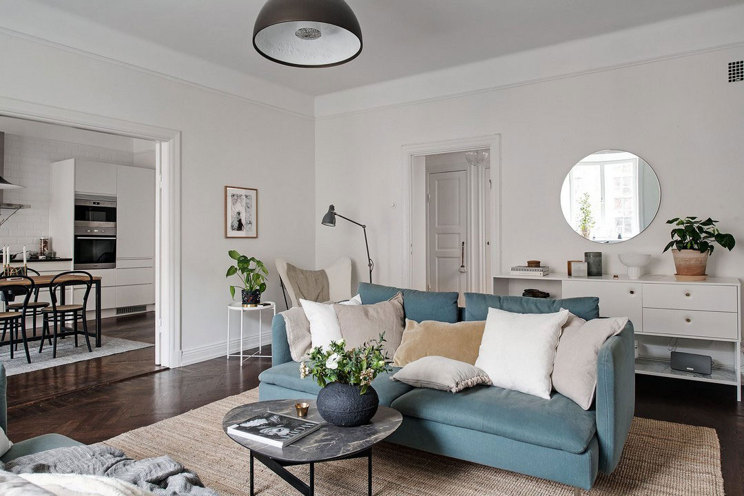 瑞典年轻家庭蓝橙公寓，呈现温馨海洋风格-6