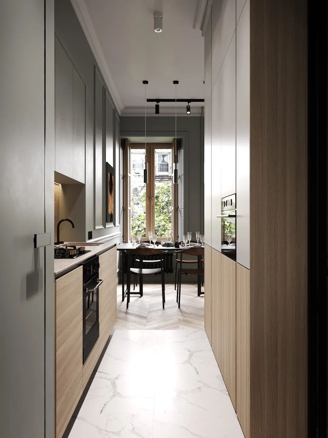 莫斯科 66㎡莫兰迪简约风公寓,玻璃隔断打造开放式空间-57