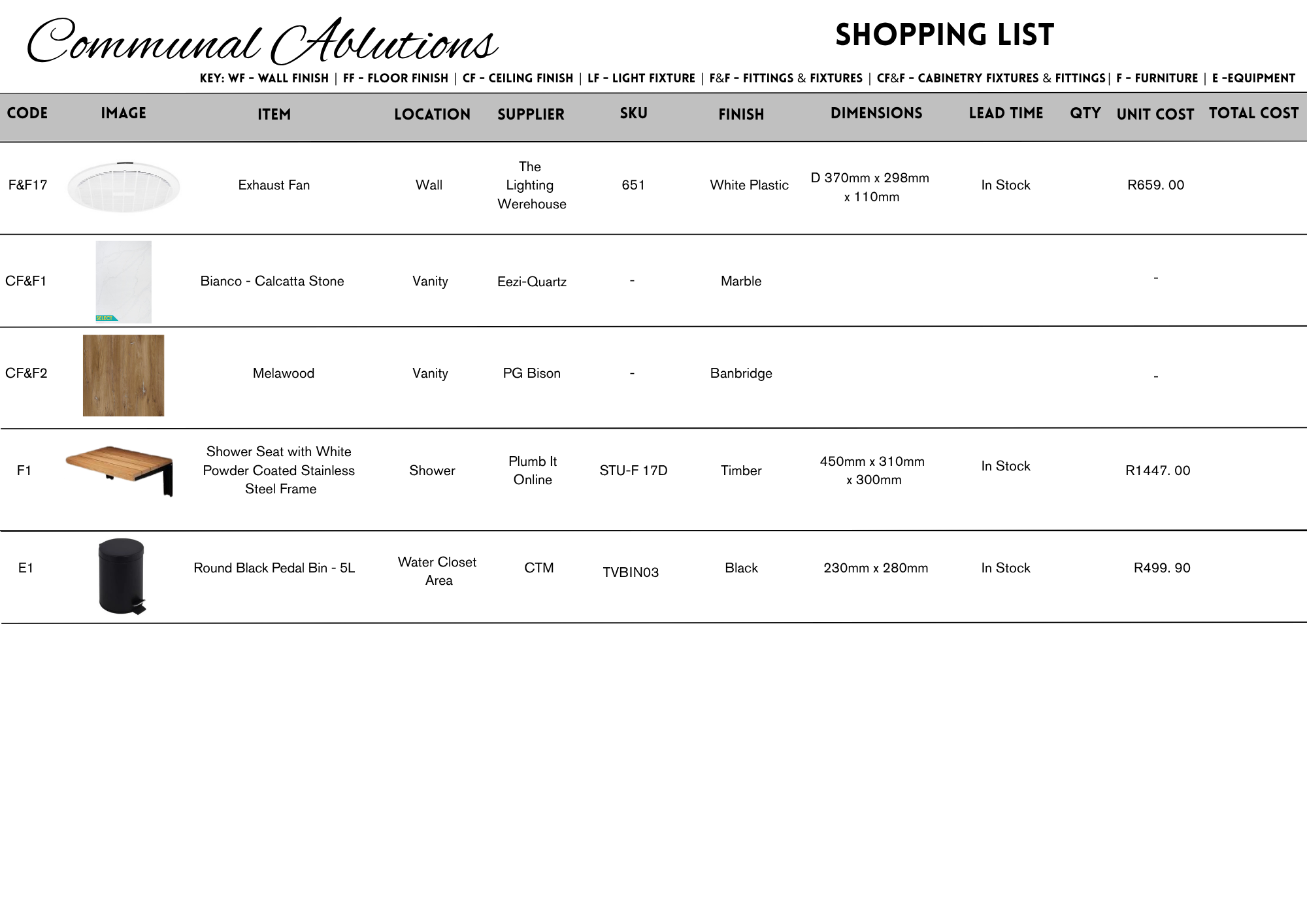 Walsingham Residence Shopping List-7