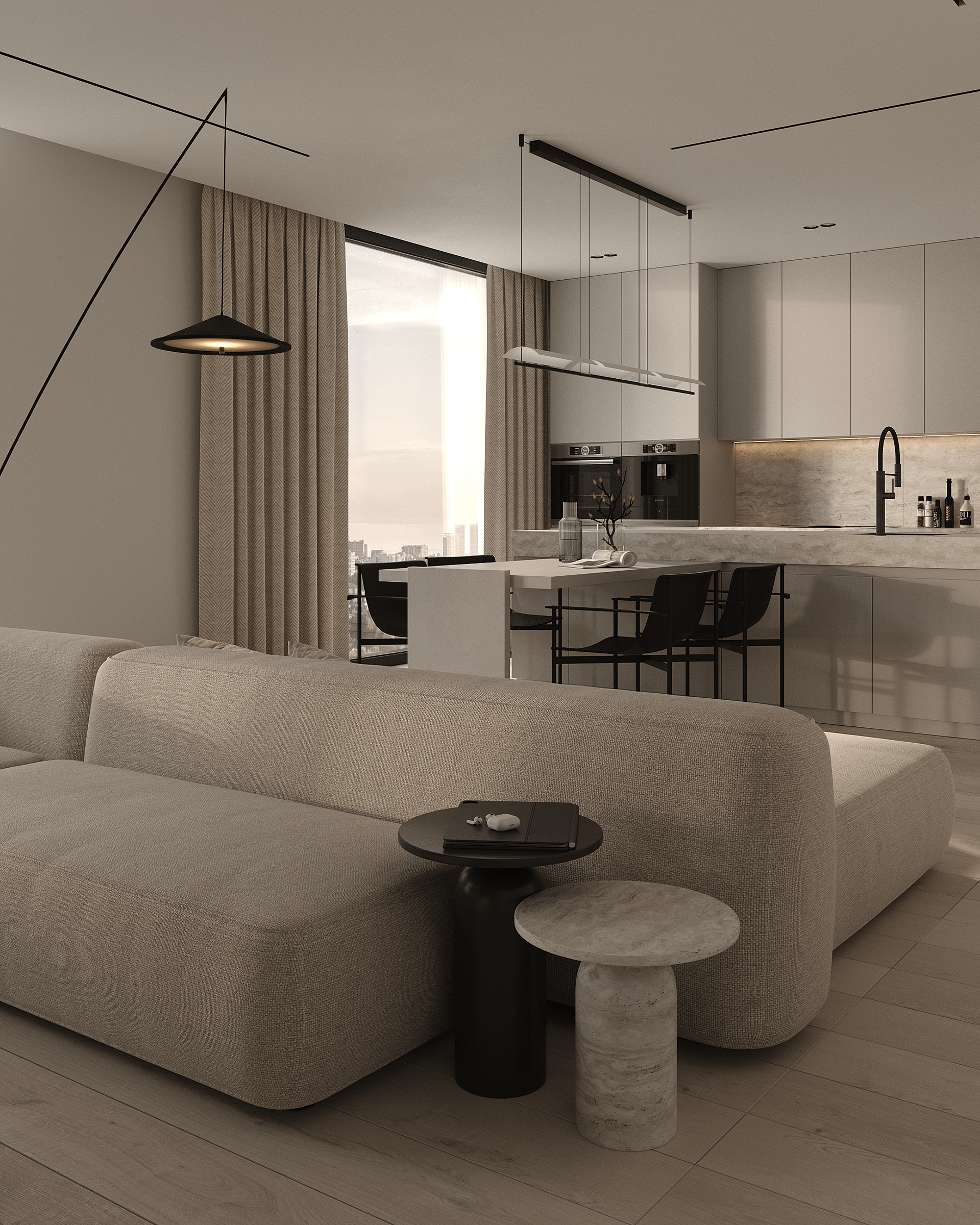 客厅厨房可视化设计丨乌克兰丨Inesa Orlenko-9