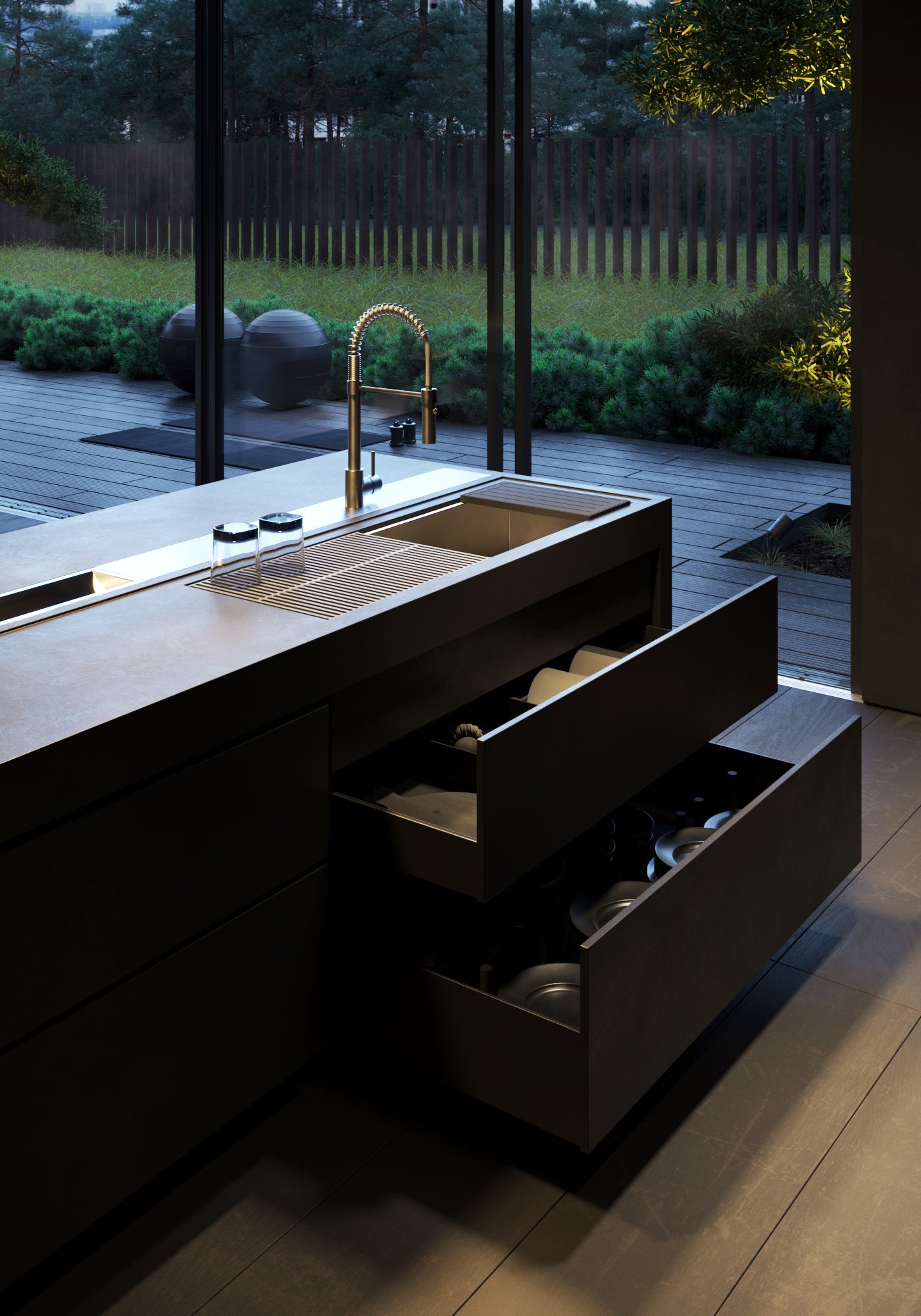 高级黑 极简别墅设计！-28