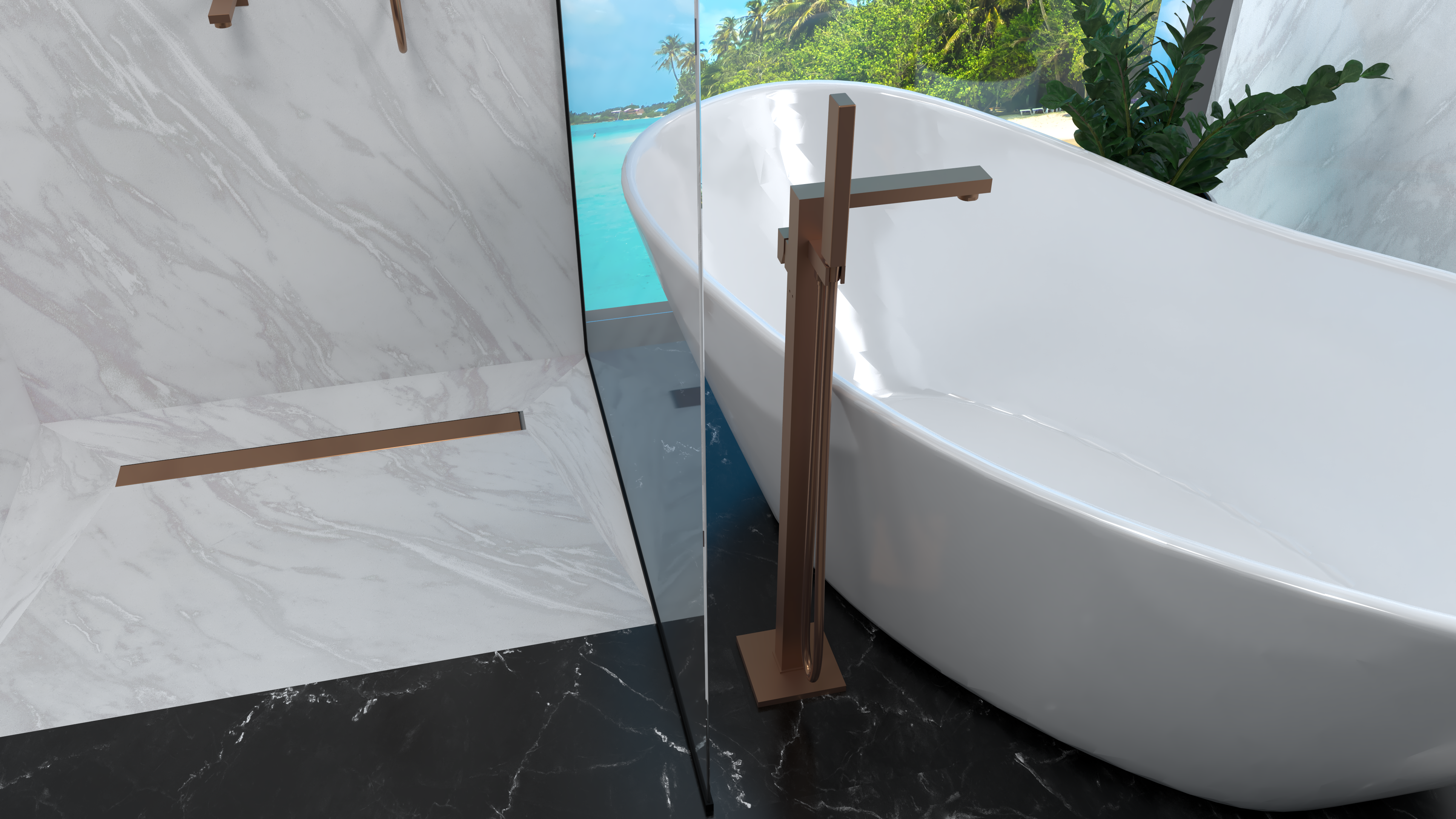 Bathroom renderings copper and black faucets-9