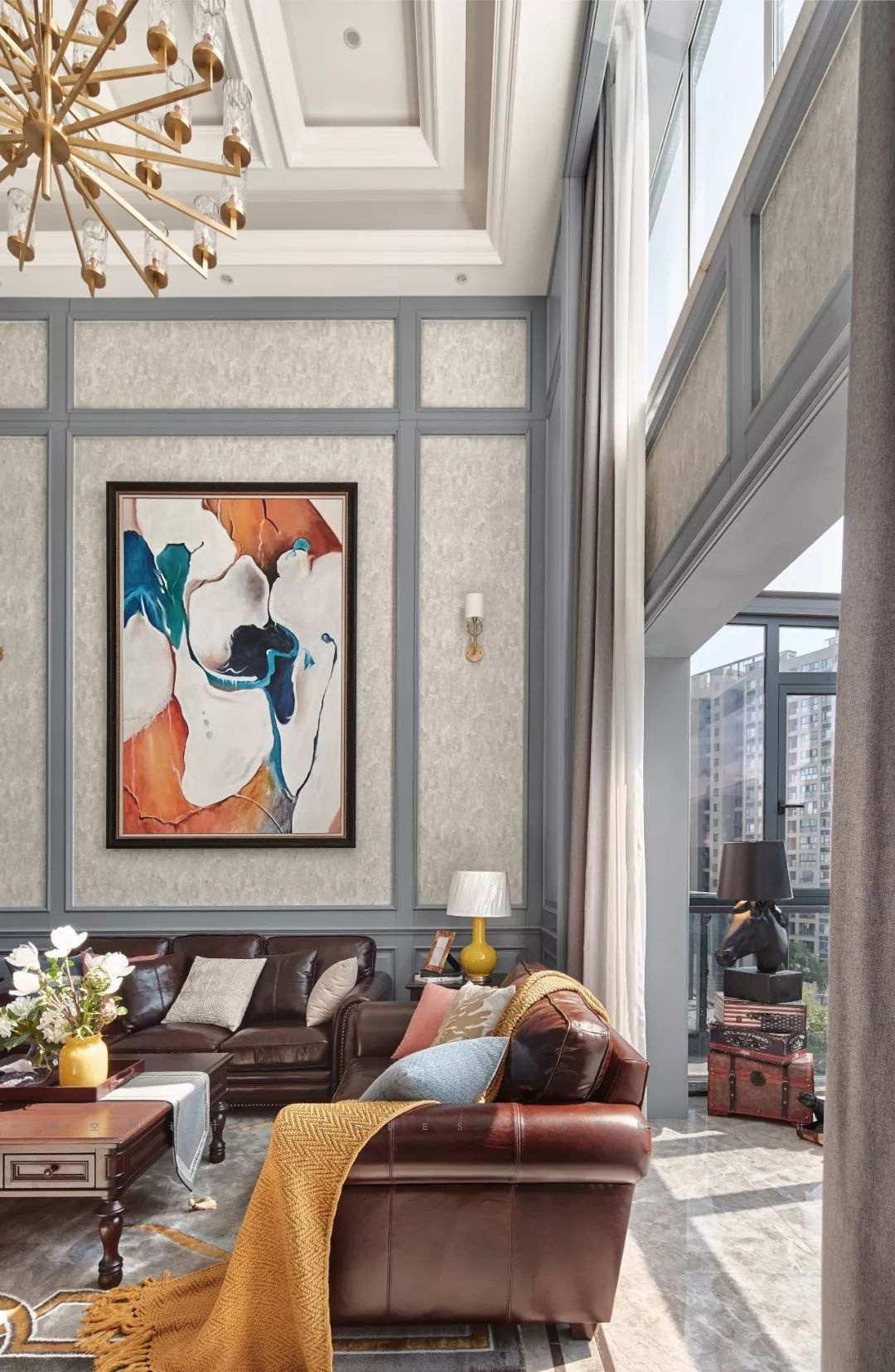 金都西花庭美式雾霾蓝别墅设计丨赵艺哲设计团队-7