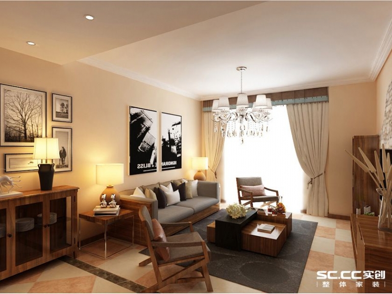 【上海实创装饰】中远两湾城115平美式三居装修设计-4