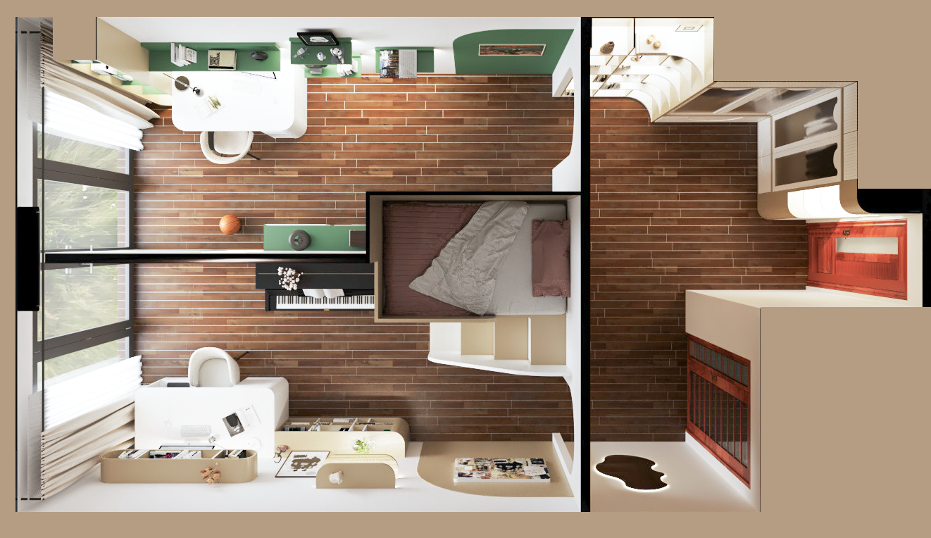 供两个孩子共用的卧室丨越南河内-3