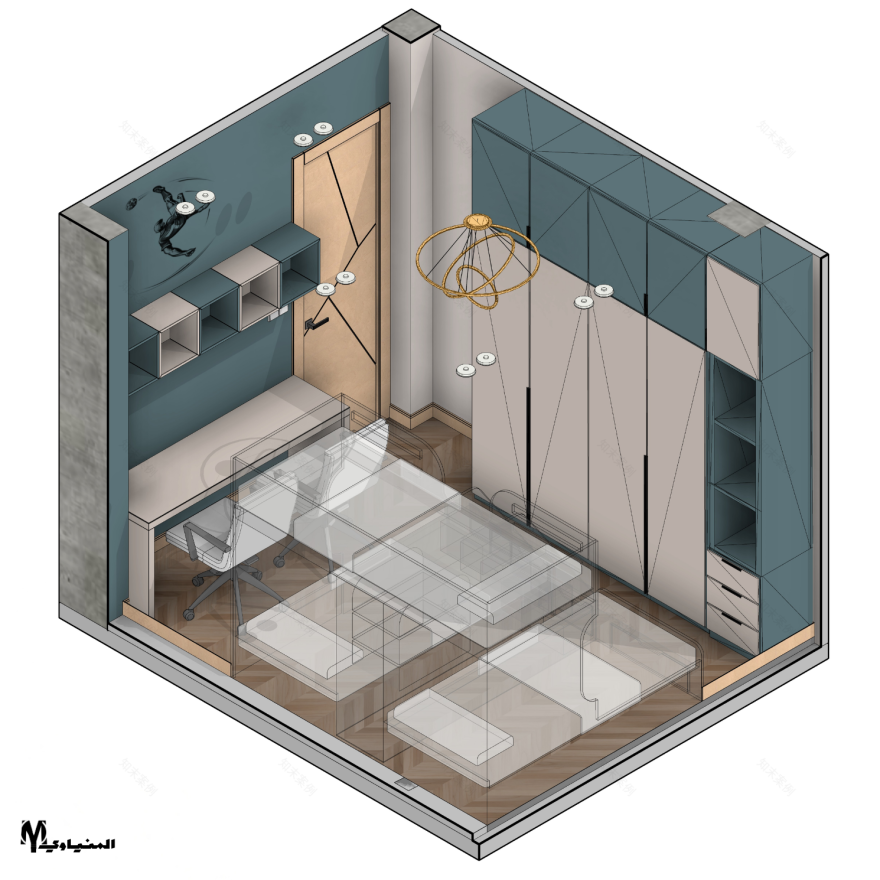 Space-Saving Kids Bedroom | Design for 3 Kids in 10 m²-10
