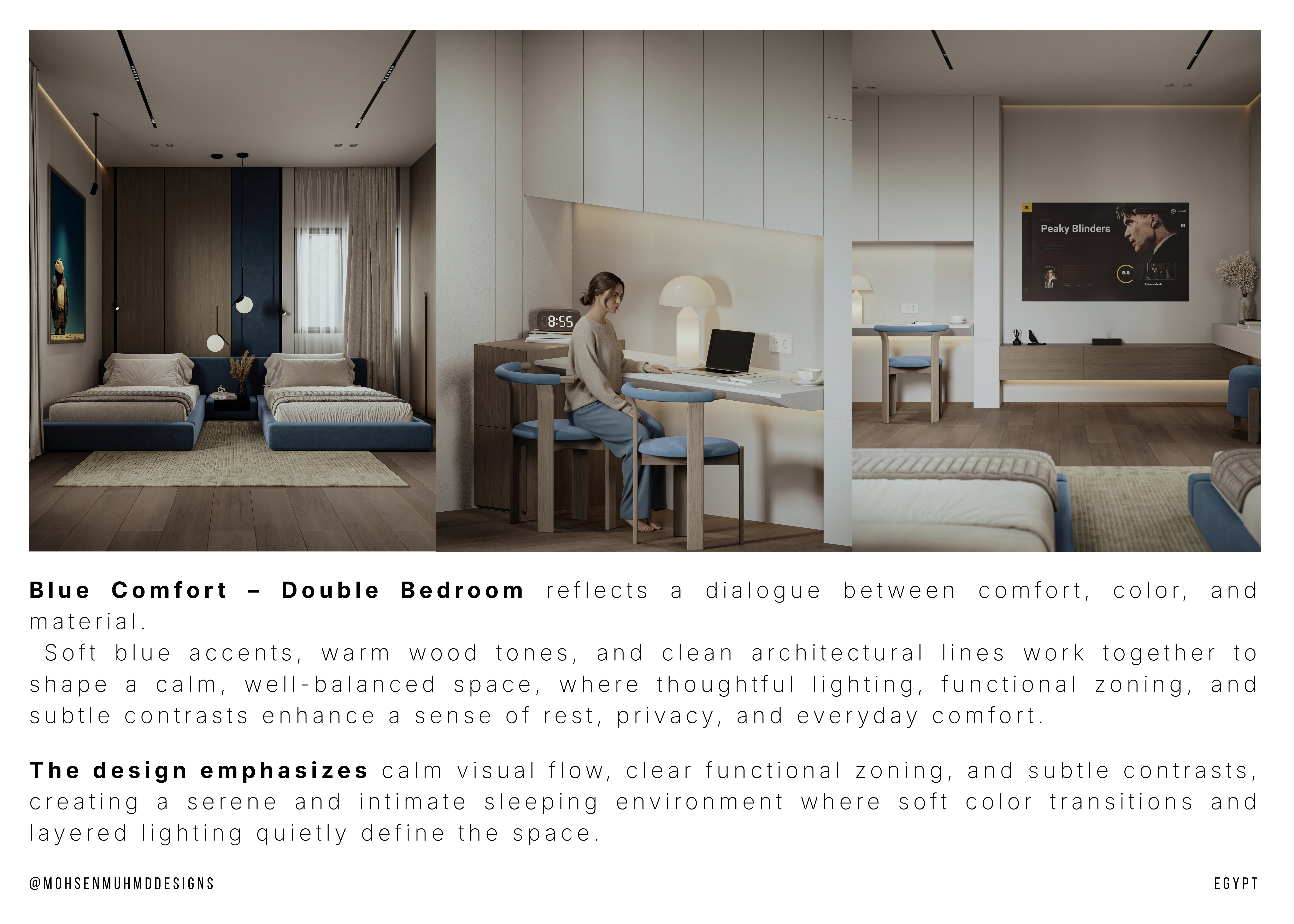 Blue Comfort Double Bedroom | Interior Design-4