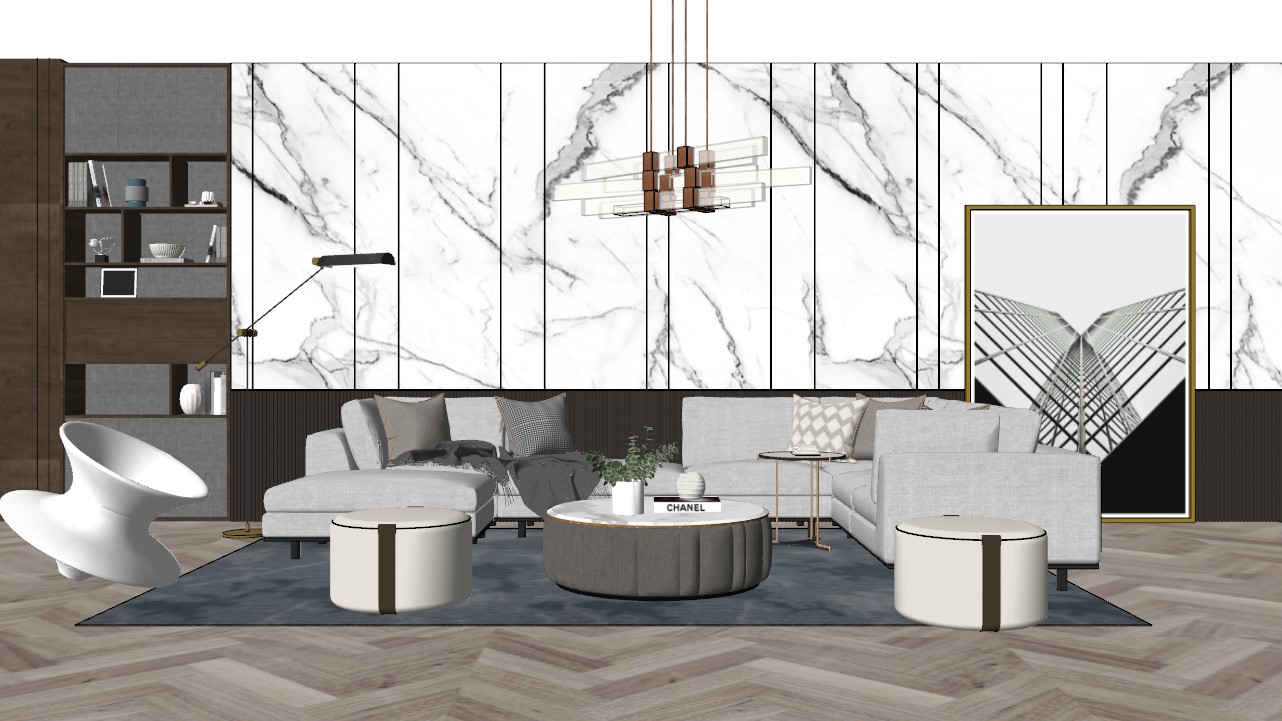 免费的SketchUp客厅模型-1