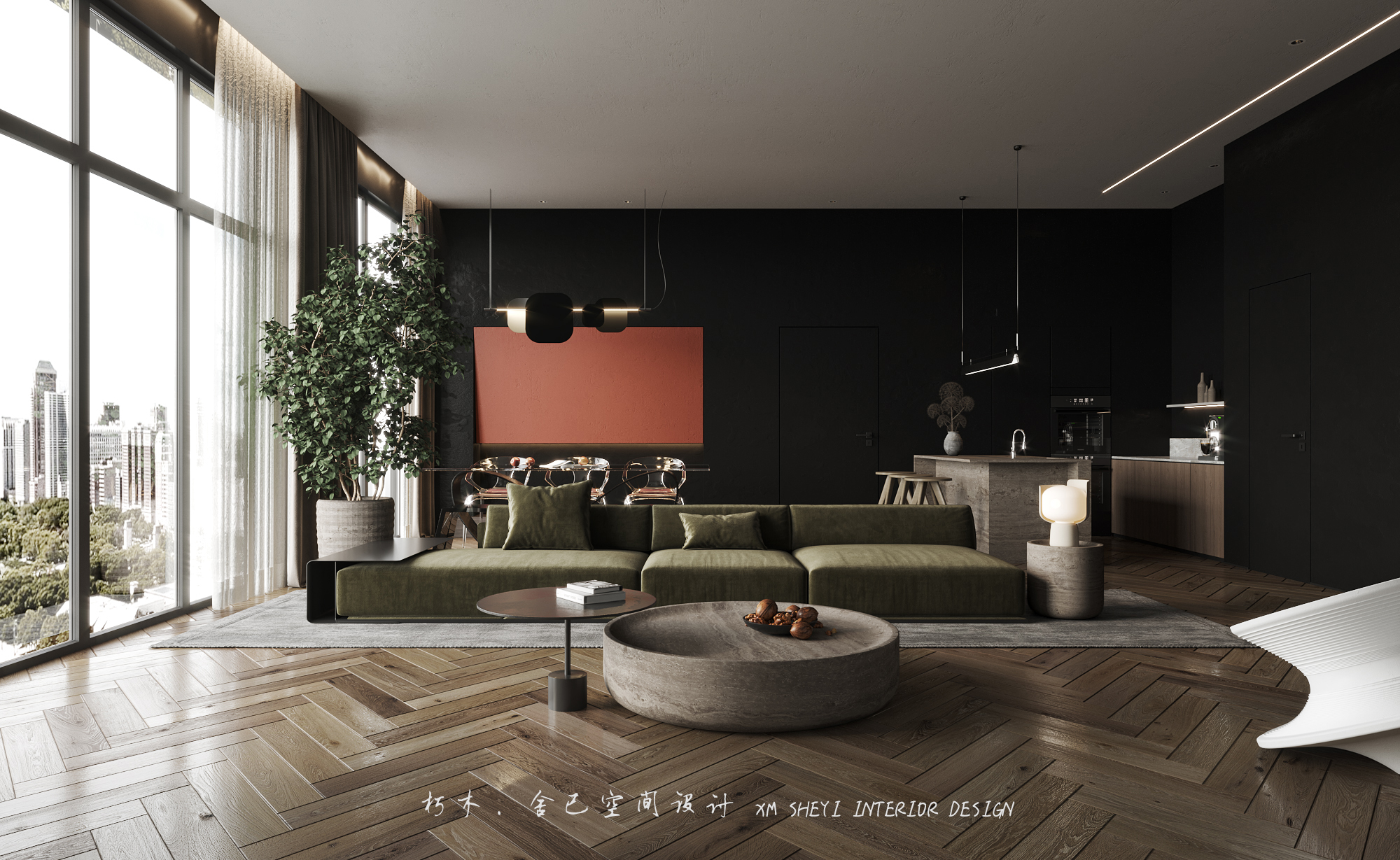 原木与高级黑 · 精致住宅设计丨舍已制作-5