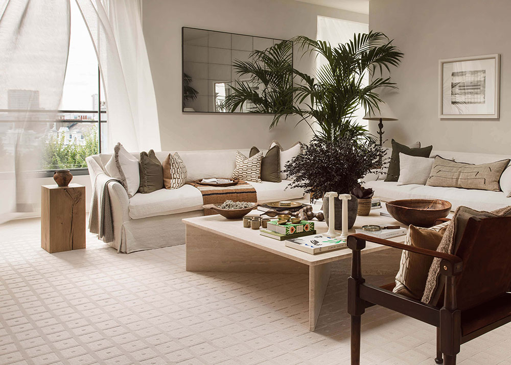 伦敦公寓中性色调与绿植的和谐搭配-6