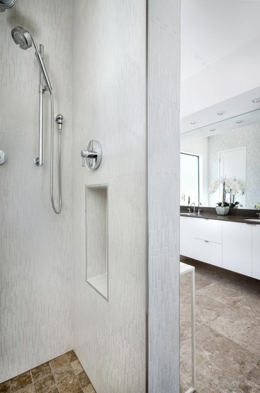 North Hyde Park Residence has a long porch and modern vertical windows which penetrate the painted brick portion of the facade CAANdesign Architecture and home design blog-12