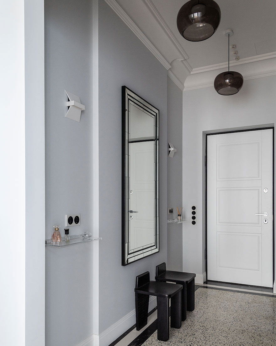 莫斯科现代经典公寓，大胆花墙纸成亮点-16